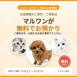 【 8/1〜8/18ご成約限定 】マルワンお盆の無料お預かりキャンペーン開始!