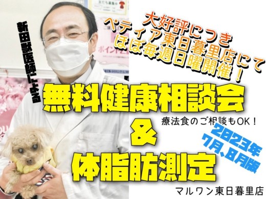 【 お知らせ 】毎週日曜定期開催！無料健康相談会&体脂肪測定2023年7、8月版